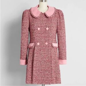 ModCloth Dream a Little Dream of Tweed Coat Womens XS Pink NEW